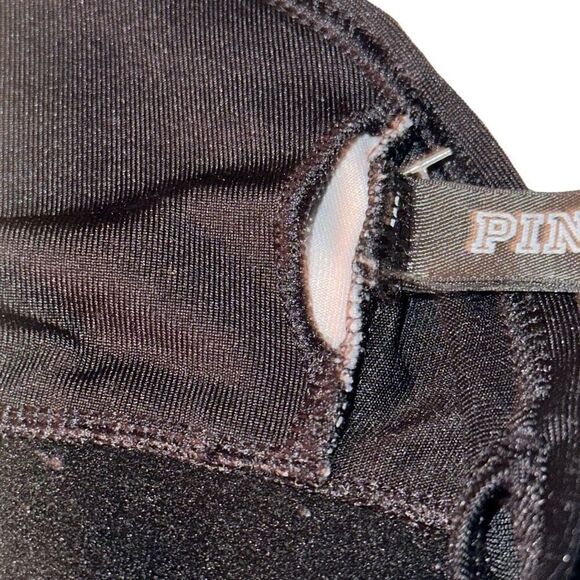 PINK Victoria's Secret Black Strappy Bra W/ Removable pads Ladies XS - Picture 2 of 11